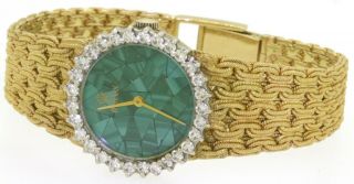 Rolex 8324 vintage heavy 18K gold Rare mosaic malachite/VS diamond ladies watch 3