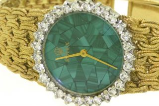 Rolex 8324 vintage heavy 18K gold Rare mosaic malachite/VS diamond ladies watch 4
