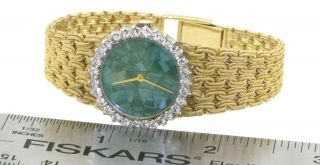 Rolex 8324 vintage heavy 18K gold Rare mosaic malachite/VS diamond ladies watch 5