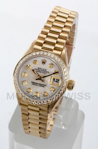 Rolex Ladies President 18k Gold White Mop Diamond Dial & Bezel 6917 Non - Quickset