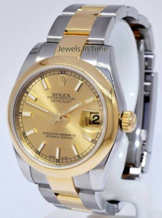 Rolex Datejust 18k Yellow Gold Steel Ladies Midsize Watch Box/Papers 2018 178243 3