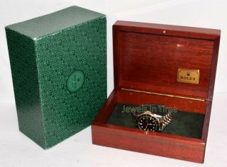 Rolex GMT - Master II 18k Yellow Gold/Steel Black Mens Watch & Box W 16713 5