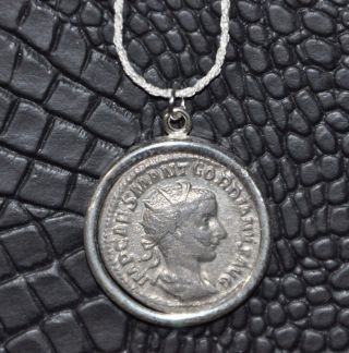 Gordian Iii Roman Emperor Authentic Silver Coin 925 Sterling Silver Necklace