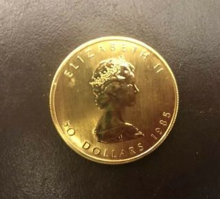 1985 Gold Canadian Maple Leaf Coin $50 1oz