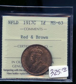1917 Newfoundland Large Cent Iccs Certified Ms63 Rb A991
