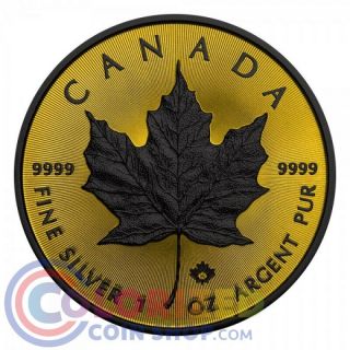 2016 1 Oz Silver Canada Maple Black Ruthenium Shadows And 24k Gold Coin