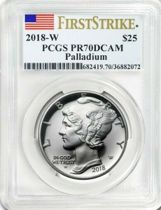 2018 - W 1 Oz Proof American Palladium Eagle Coin Pcgs Pr70 Dcam First Strike