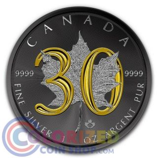 2018 1 Oz Silver Maple Leaf 30th Anniversary Ruthenium Coin