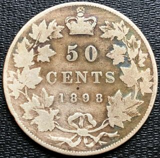 1898 Canada Silver 50 Cent Half Dollar Vg