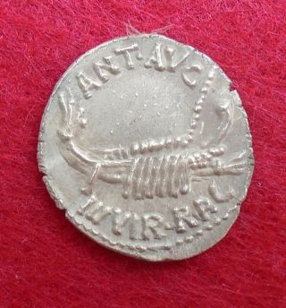 Marc Antony Legionary Silver Ar Denarius " Galley & Legion Ancient Roman Coin
