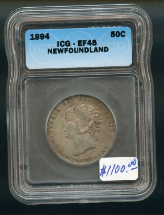 1894 Newfoundland 50 Cents Certified Ef45 A920