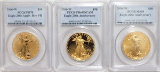 2006 W Gold Eagle 20th Anniversary Set Pcgs,  3 Coin Set -