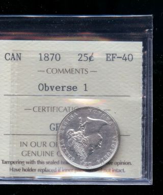 1870 Obverse 1 Canada 25 Cents Iccs Certified Ef40 Dsp141