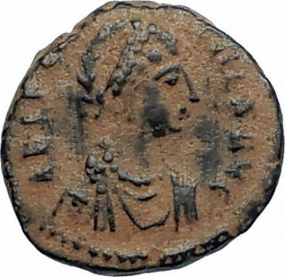 Aelia Flacilla Theodosius I Wife 383ad Ancient Roman Coin Victory Chi - Rho I67444