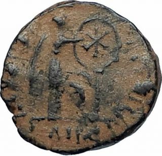 AELIA FLACILLA Theodosius I Wife 383AD Ancient Roman Coin VICTORY CHI - RHO i67444 2