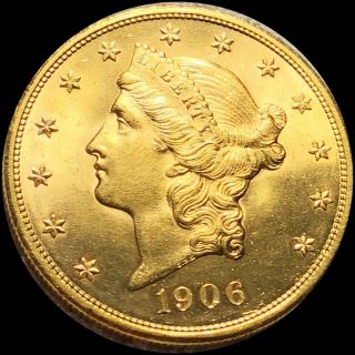 1906 - D Double Eagle Gold $20 PERFECT UNCIRCULATED GEM MS Coronet NR 3