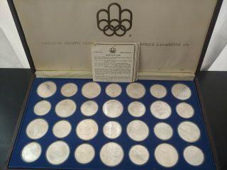 Canada 1976 Sterling Silver Olympic Coins Set 28pcs With Brown Box