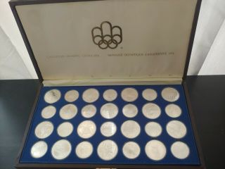 CANADA 1976 STERLING SILVER OLYMPIC COINS SET 28pcs with BROWN BOX 2