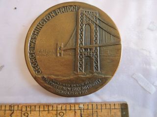 Rare 1931 George Washington Bridge York City Jersey 2.  75 " Bronze Medal Nyc