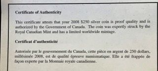 Canada 250$ Silver Proof 2008 Vancouver 2010 Confederation 1kg.  999Ag Box & 8