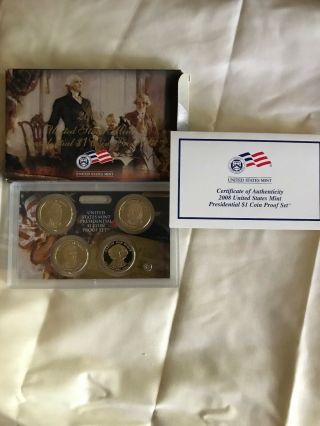 2008 - S 4 Pc.  Presidential Dollar Set Proof Set With Certificate Of Authenticity