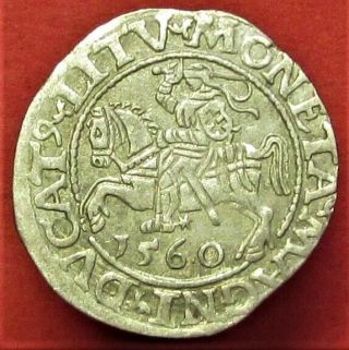 Silver Medieval Coin Poland Lithuania 1/2 Grosch 1560