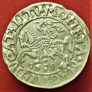 Silver Medieval Coin Poland Lithuania 1/2 Grosch 1558