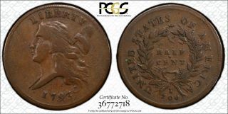 1793 1/2c Left Facing Liberty Cap Half Cent Pcgs Vf25 Key Date First Year