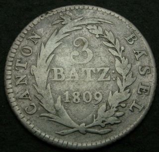 Basel (switzerland) 3 Batzen 1809 - Silver - Vf - - 1964