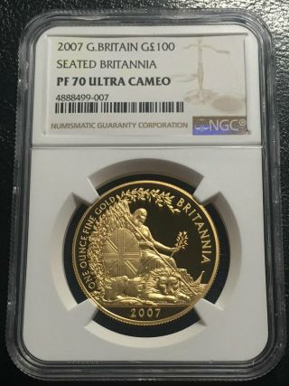 Great Britain £100 Gold 1oz 2007 Ngc Pf70uc Britannia And Lion Top Grade