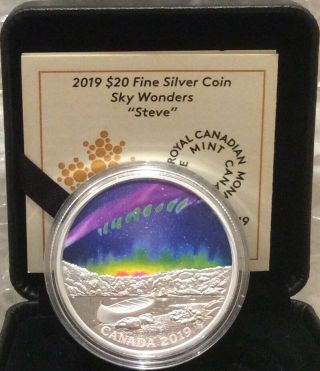 2019 " Steve " Sky Wonders $20 1oz Pure Silver Proof Coin Canada Glow - In - Dark