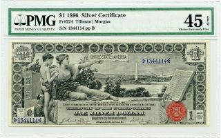 Fr.  224 1896 $1 Silver Certificate Pmg Extremely Fine 45 Epq