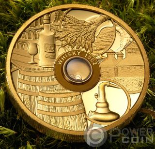 WHISKY Vatted Glenlivet 1862 Oldest Spirits 2 Oz Gold Coin 50$ Tuvalu 2018 3