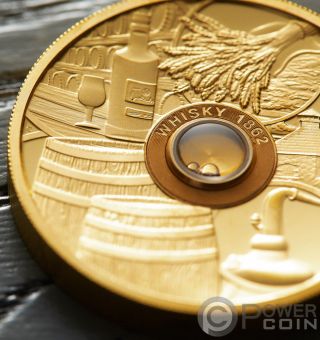WHISKY Vatted Glenlivet 1862 Oldest Spirits 2 Oz Gold Coin 50$ Tuvalu 2018 4