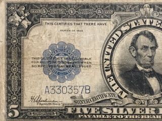 1923 $5 Silver Certificate Lincoln Porthole 3
