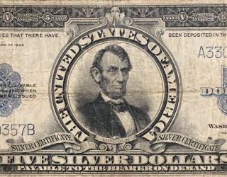 1923 $5 Silver Certificate Lincoln Porthole 4