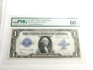 1923 Silver Certificate $1 Speelman | White Pmg 66 Gem Uncirculated Fr 237