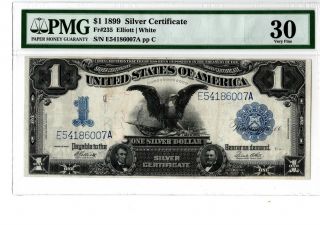 1899 $1 Silver Certificate Black Eagle Fr 235 Pmg 30 Elliott/white 19 - C042