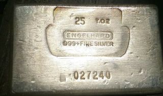 25 Oz Engelhard Poured Loaf Bar.  999 Fine Silver