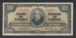 1937 Bank Of Canada 100 Dollars Bank Note Osborne