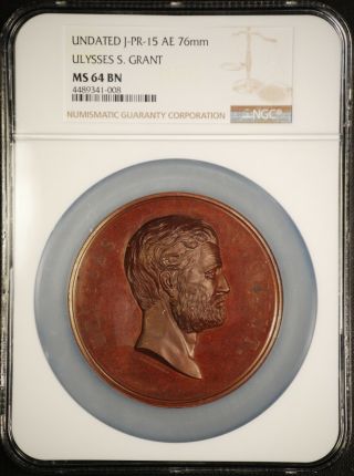 Us Ulysses S.  Grant 2nd Inaugural Medal 1873 Ngc Ms - 64 Brown J - Pr - 15