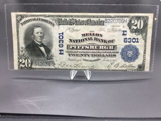 1902 $20 National Bank Of Pittsburgh Bank Note 6301
