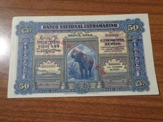 Portuguese India 50 Rupias 1924 Specimen Au,