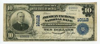 1902 Ch 10112 $10 U.  S.  American Exchange National Bank Of Greensboro,  Nc Note