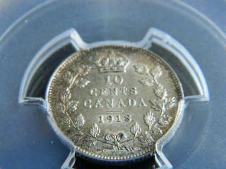 1918 Canada 10 Cents PCGS MS63 Silver Choice UNC 3