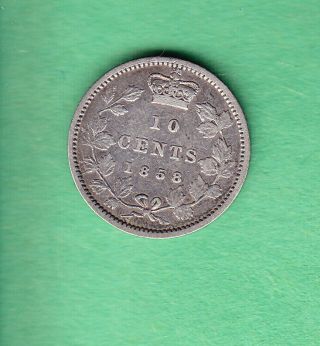 1858 Canada 10 Cents Silver Coin