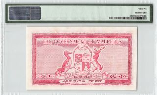 Mauritius ND (1954) P - 28 PMG About UNC 55 10 Rupees 2