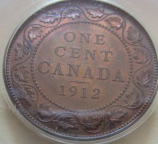 1912 Canada Large Cent Coin.  1 Penny Pcgs Ms - 64 Red