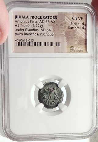 CLAUDIUS & AGRIPPINA Jr Ancient Roman Jerusalem ANTONIUS FELIX Coin NGC i69107 3