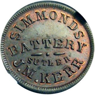 1st Kentucky Civil War Sutler Token Simmonds Battery R9 Ngc Ms64